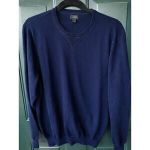 J.Crew Men’s Navy Blue Cotton Pullover Sweater M | Crewneck Knit, Banded Waist